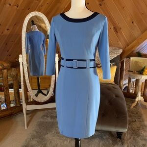 New York & Company Light Blue Long Sleeve Dress